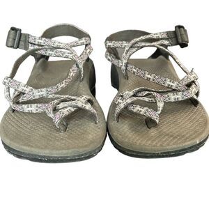 Chaco‎ Women's Gray Pink Aztec Z/Cloud X2 Sandal Toe Loop Strappy Hiking Shoes 8